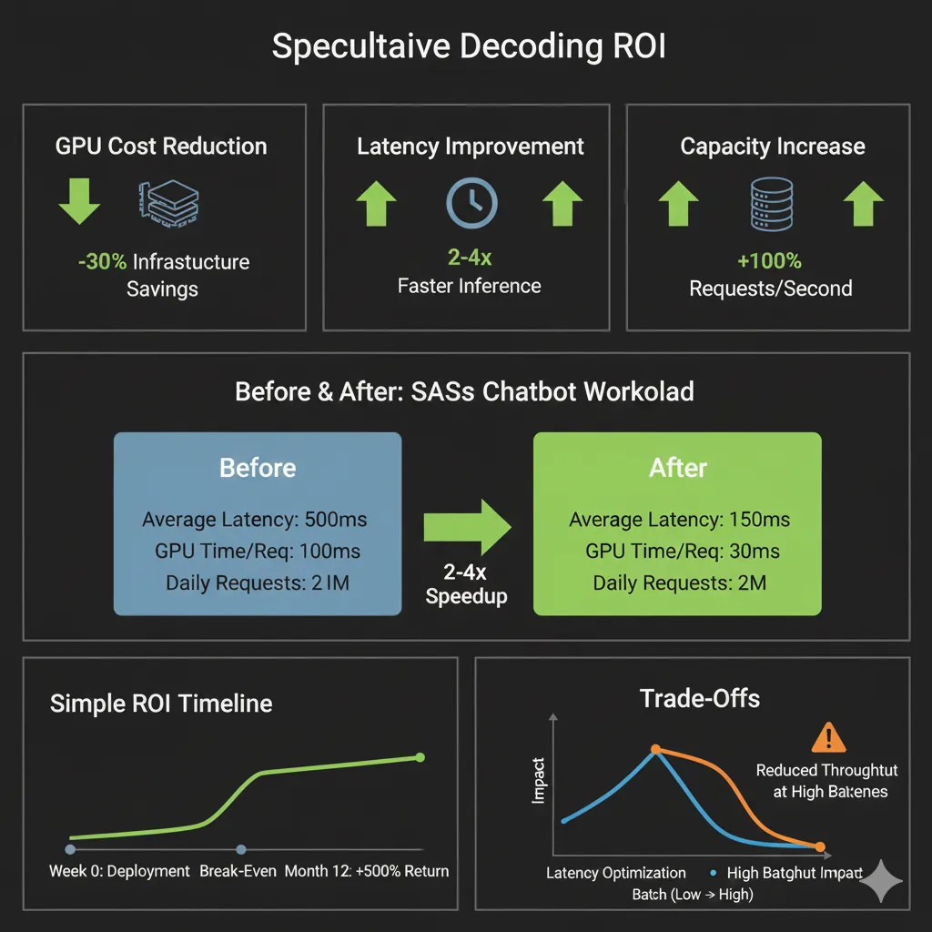 Gráfico mostrando trade-off latencia vs throughput en speculative decoding según batch size