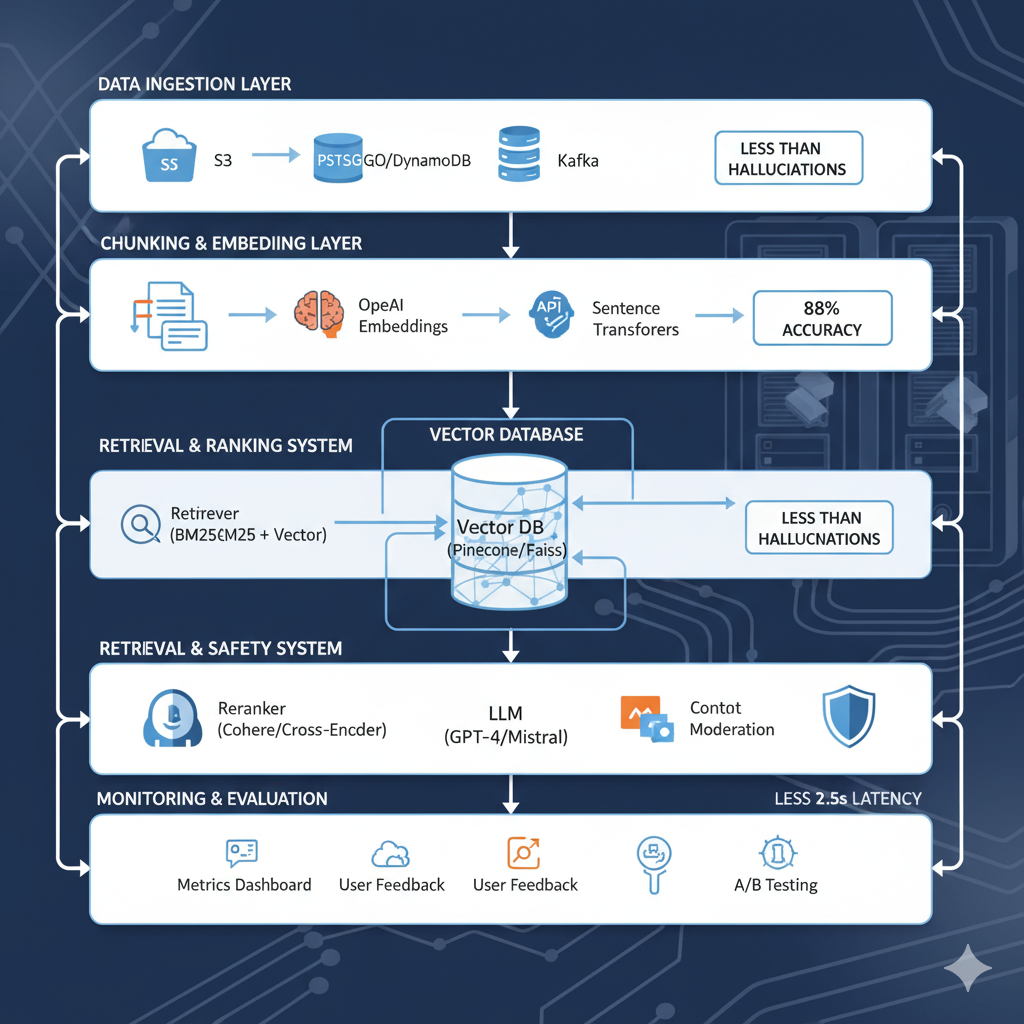 Diagrama arquitectura completa RAG production-ready con todos los componentes